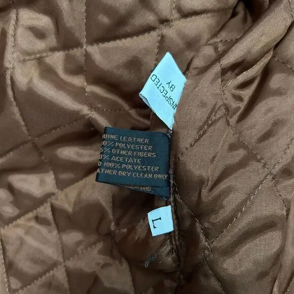 Vintage Winlit Leather Coat Wool Blend Aztec Southwest Women Size Large Brown - Picture 11 of 12